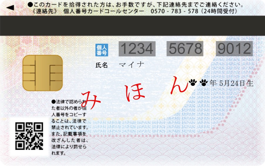 マイナンバーカード裏